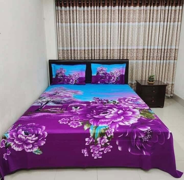 Premium Purple Floral King Size Cotton Bedsheet – Soft & Comfortable