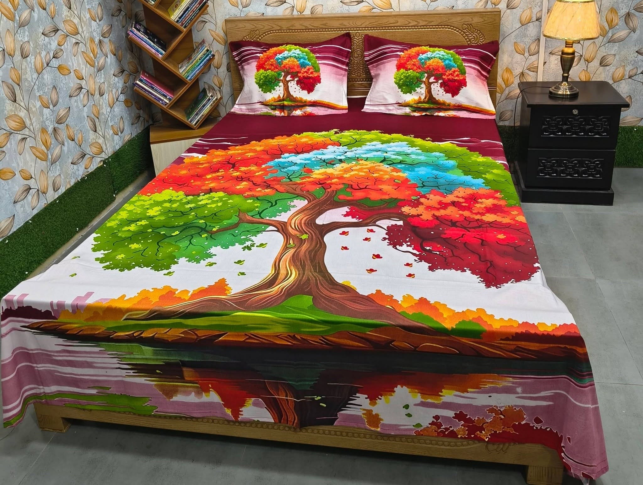 Colorful Tree of Life Cotton Bedsheet Set | King Size
